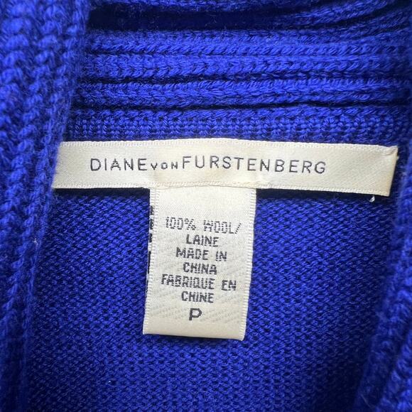 Diane Von Fursternberg 100% Wool Royal Blue Sweater Dress Size Small - Picture 2 of 9